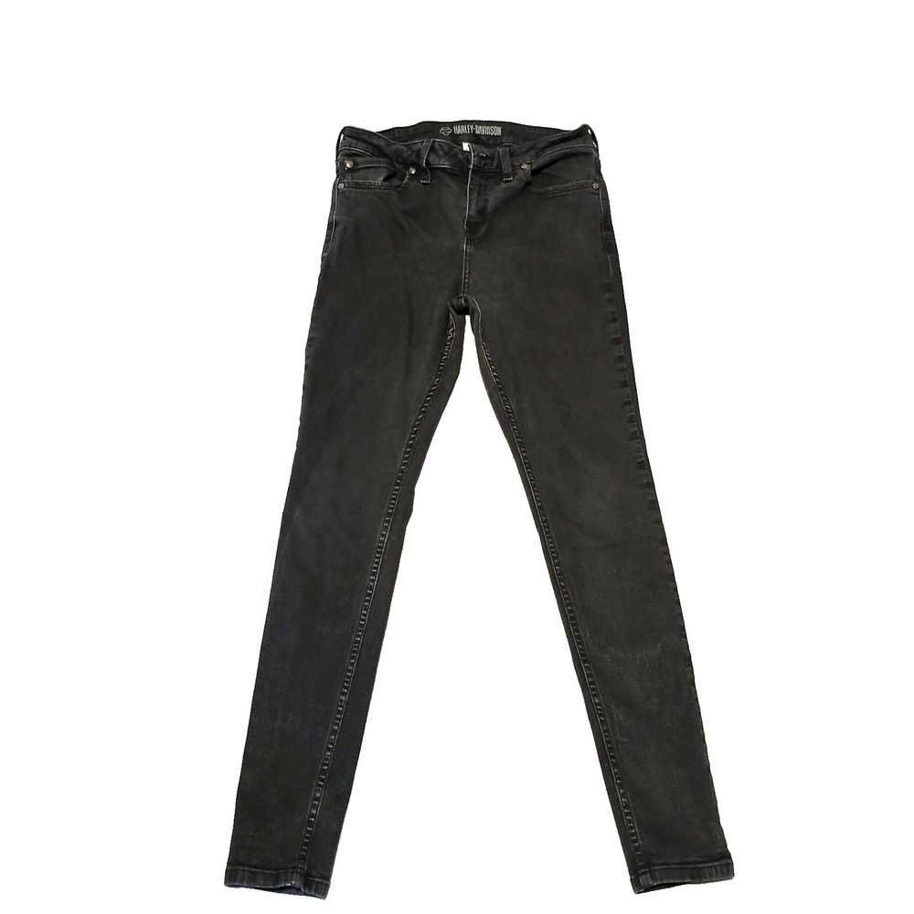 Women's Harley-Davidson High Rise Skinny Jeans - Black Denim‎ Stretch Size 30